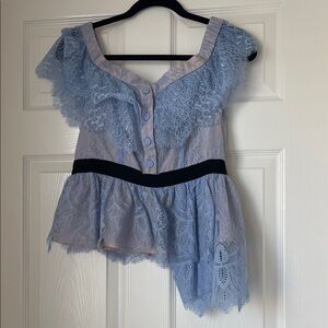 Self-Portrait Blue Lace Top